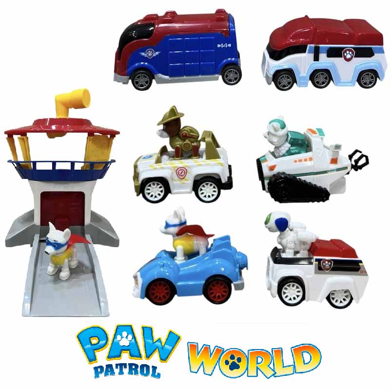 ماشین بازی سگ‌های نگهبان با برج مراقبت مدل Paw Patrol PT 9522 | مجموعه 7 عددی